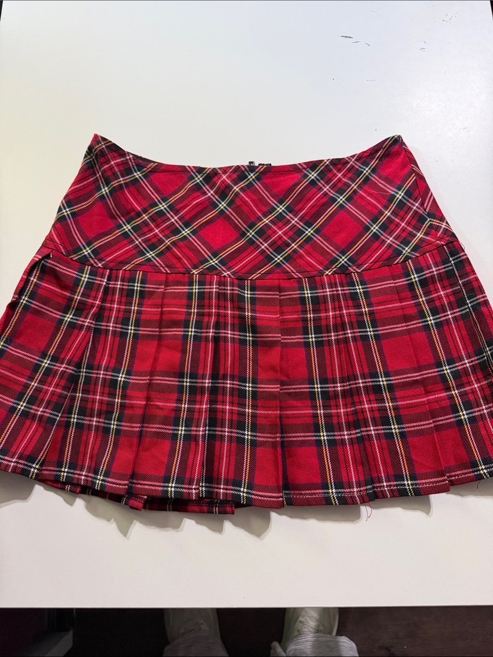 Royal Bones Red Plaid Pleated Mini Skirt